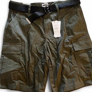 DKNY Olive Green Men's Cargo Shorts with Belt